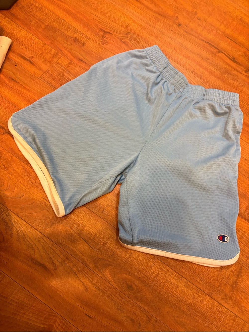 Champion Men's Sky Blue Athletic Mesh Shorts with White Trim